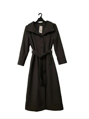 Long Gray Belted Trench Coat - Size L-XL
